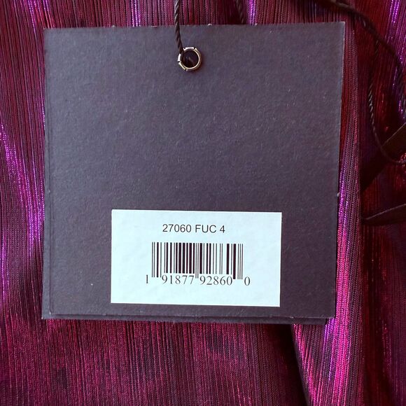 NWT Ieena for Mac Duggal Princess Sleeve Cut Out Metallic Gown in Fuchsia 27060 - Picture 12 of 16